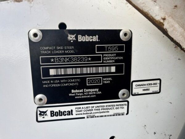 2020 Bobcat T595 Skidsteer - Image 3
