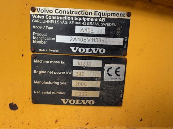 2008 Volvo A40E Articulated Dump Truck - Image 12